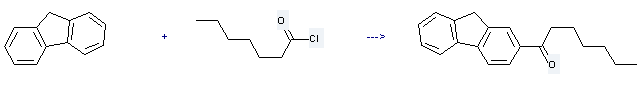 Heptanoyl chloride is used to produce 1-fluoren-2-yl-heptan-1-one by reaction with fluorene.